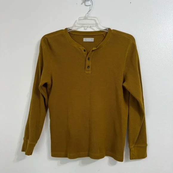 Everlane Men's Organic Cotton Golden Waffle Henley Long-Sleeve Shirt Top - Picture 1 of 7